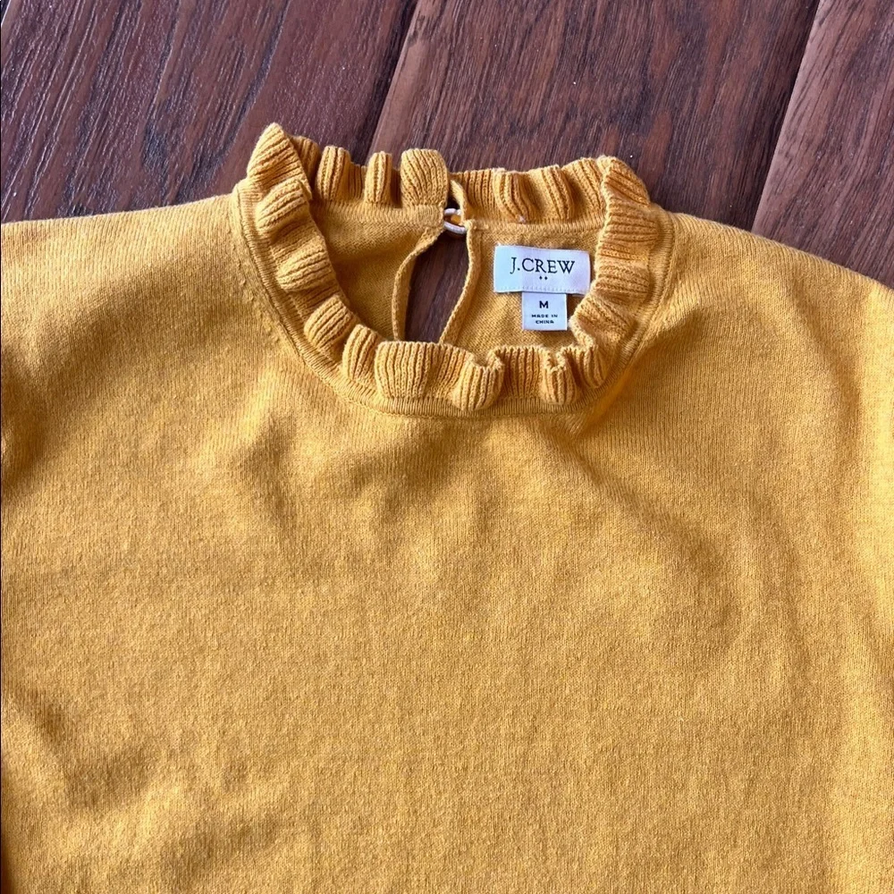 J. Crew Mustard Ruffle Neck Sweater Size M